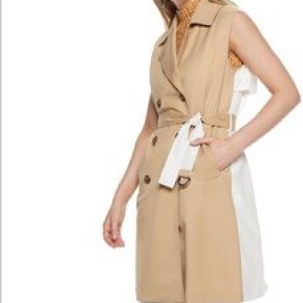 Nine West sleeveless color block Trench dress size  medium NWT
